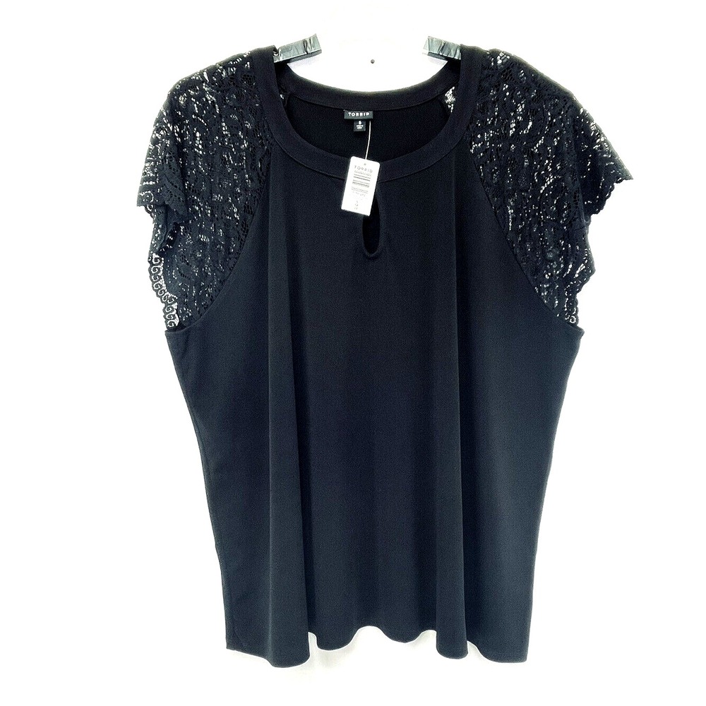 Torrid Crepe Lace Sleeve Womens Sz 5 Black Pullover Blouse (X5) NWTs